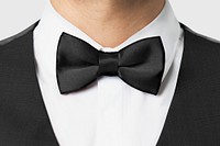 Black bow tie psd mockup formal wear close up