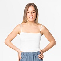 White spaghetti strap tank top women&rsquo;s summer apparel