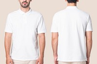 White polo shirt men&rsquo;s casual business wear rear view