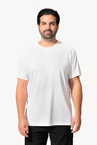 Indian Man wearing white t-shirt apparel close-up