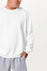 Asian man wearing white sweater close-up 