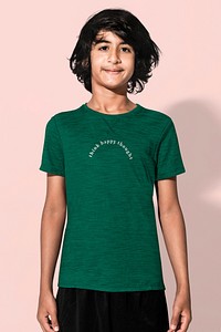Green basic t-shirt for boys&rsquo; teen&rsquo;s apparel studio shoot