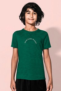 Green basic t-shirt for boys’ teen’s apparel studio shoot