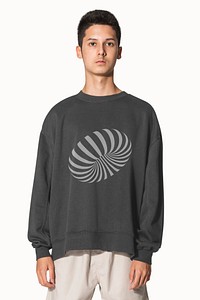 Gray sweater mockup psd with abstract print design winter youth apparel photoshoot