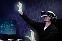 Male programmer experiencing VR simulation
