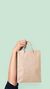 Paper shopping bag for food takeaway concept
