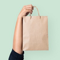 Paper shopping bag for food takeaway concept