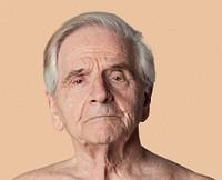 Portrait of a semi-nude senior western man mockup 