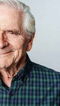 Cropped face of a happy senior man 