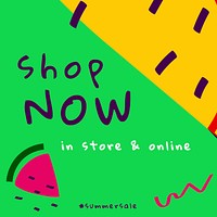 Shop now summer sale template vector 