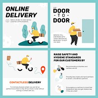 Online delivery vector template in new normal set