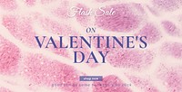 Valentine&rsquo;s day flash sale banner for social media ads with pink background