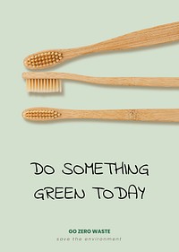 Bamboo toothbrushes poster template vector earth friendly living