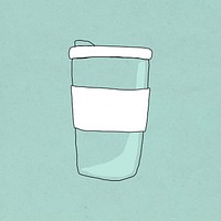 Reusable coffee cup doodle illustration zero waste lifestyle