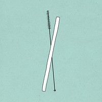 Straw and brush doodle illustration earth friendly living