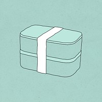 Lunch box psd doodle illustration zero waste lifestyle