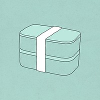 Lunch box vector doodle illustration zero waste lifestyle