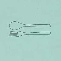 Spoon and fork psd doodle illustration zero waste lifestyle