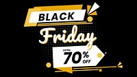 Black Friday vector 70% off yellow doodle font template
