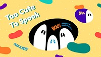 Halloween ghost cartoon template vector with too cute to spook text
