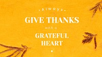 Thanksgiving greeting message template vector yellow blog banner