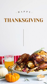 Thanksgiving dinner vector template social media story