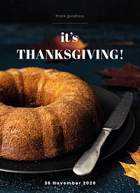Thanksgiving fruitcake greeting card template psd
