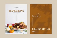 Thanksgiving greeting card editable template vector set