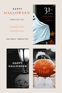 Halloween vector editable template set for social stories
