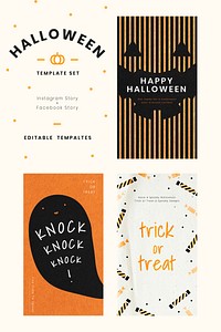 Halloween vector editable template set for social media