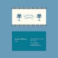Editable business card template vector blue tropical