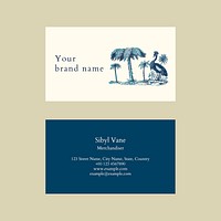 Editable business card template vector blue tropical theme