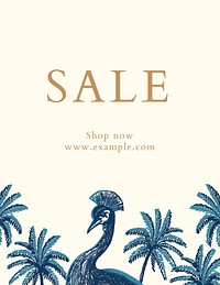 Summer sale flyer template vector in blue tone