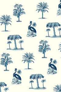 Tropical pattern vector summer background in blue tone