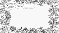 Hand drawn floral frame illustration birthday wishes, remixed from public domain collection