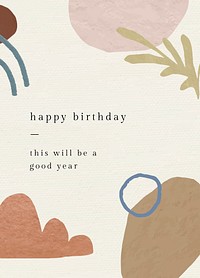 Botanical memphis birthday greeting card in earth tone