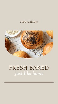 Fresh baked vector story template for bakery and cafe marketing