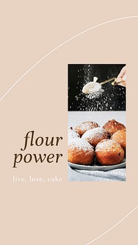 Flour powder vector story template for bakery and cafe marketing