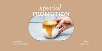 Special promotion vector twitter header template for bakery and cafe marketing