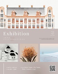 Art exhibition flyer template vector editable design in minimal theme