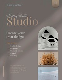 Art studio flyer template vector editable design in minimal theme