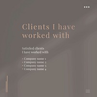 Business client social media vector editable template with brown background