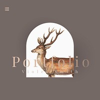 Portfolio social media template vector with aesthetic brown background
