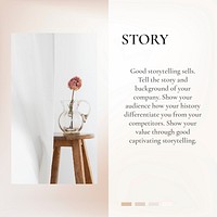 Company story presentation template vector feminine social media post