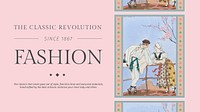 Vintage pastel template vector for a fashion blog, remix from artworks by George Barbier