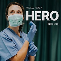 Hero template vector for healthcare social media post with editable text