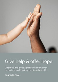 Children charity donation template vector give help ad poster