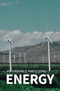 Wind power with affordable and clean energy for environment poster