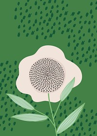 Retro flower illustration, green background