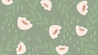 White poppy patterned background in green